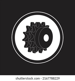 Abstract Symbol or Icon 3D Design Double Sprocket Black and White 