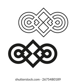 Icono de símbolo Abstractas. Forma de nudo infinito. Emblema geométrico lineal. Vector ilustración simétrica. EPS 10.