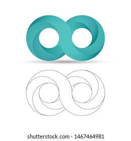 Abstract symbol infinity logo. Infinite sign icons in 3d and outline style. Gradient vector illustration.