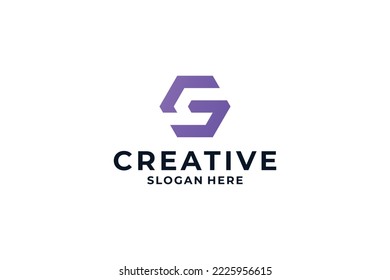 abstract symbol letter G logo design.
