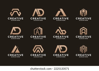 Abstract symbol with letter A logo design collection.