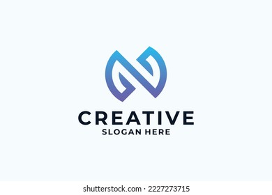 Abstract symbol letter N logo design.