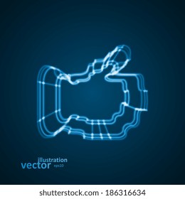 Abstract symbol of LIKE, blue background, vector illustration eps10