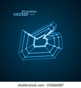 Abstract symbol of LIKE, blue background, vector illustration eps10