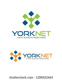 abstract symbol or logo of connection and technology.