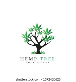 abstract symbol logo design of hemp tree for your health or farm brand