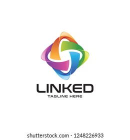 Abstract symbol logo, gradient color, abstract shape vector icon