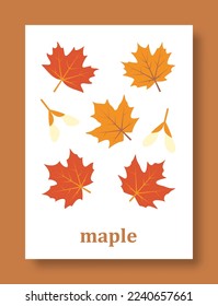 Abstract symbol of maple leaves in pastel colors. Maple, leaves, plant and more. Isolated collection of leaves maple for social media, mobile concept, posters and web design. Vector illustration.