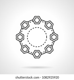 Abstract symbol of necklace with star shells beads. Exotic accessory for souvenir or gift. Flat black line vector icon.