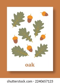 Abstract symbol of oak leaves in pastel colors. Oak, leaves, plant and more. Isolated collection of leaves oak for social media, mobile concept, posters and web design. Vector illustration.