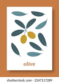 Abstract symbol of olive leaves in pastel colors. Olive, leaves, plant and more. Isolated collection of leaves olive for social media, mobile concept, posters and web design. Vector illustration.