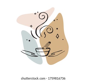 Abstract symbol of palo santo, herbs, aroma. Meditation. Logo for nature cosmetic or herbal eco cosmetic