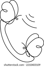 The abstract symbol phone is a butterfly showing love.style minimal
