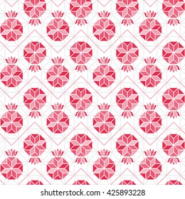 Abstract Symbol of Pomegranate, vector seamless pattern. Red pomegranate background. Abstract geometric pattern. Pomegranate pattern with chevron shapes. Symbol of Jewish New Year - Rosh hashana.