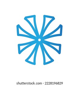 Abstract symbol of radiant light blue sign