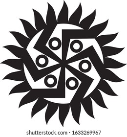 Abstract symbol in shape of sun with spinning wheel - kolovrat.