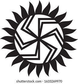 Abstract symbol in shape of sun with spinning wheel - kolovrat.