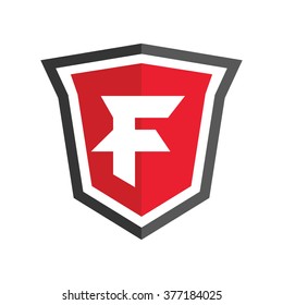 Abstract symbol of  shield. Shield icon. Security company logo. Abstract symbol of security. Letter F.