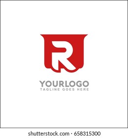 Abstract symbol of shield. Shield icon. Security company logo. Abstract symbol of security. Letter R