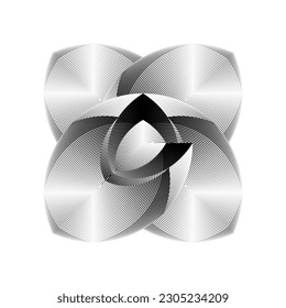 abstract symbol, sign, emblem, halftone lines black and white background, creative geometric dynamic pattern