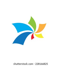 abstract symbol of six colored petals. vector template design eps8