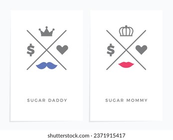 An abstract symbol for Sugar Daddy and Mommy. Isolated Vector Illustration