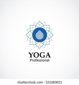 abstract symbol vector illustration of yoga and meditation logo emblem. health care and relaxation concept