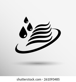 Abstract symbol  of a water icon drop wave vector sign.