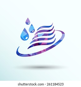 Abstract symbol  of a water icon drop wave vector sign.