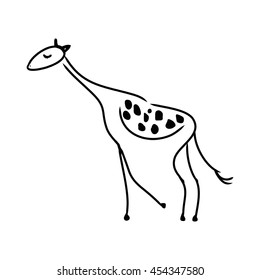 Abstract symbolic giraffe pattern of black lines on white background, vector illustration