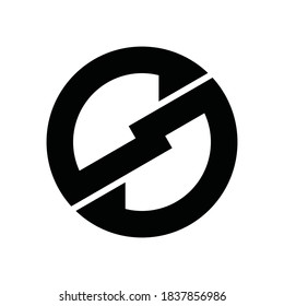 Abstract symbol/icon/logo for breaking the conventional cycle. A new revolution, break away from unworkable conventions/processes, intervention, cycle breakers in self-help therapy. Vector graphic.