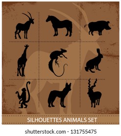 abstract symbols of animals silhouette vector isolated