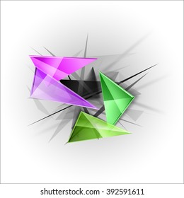 Abstract symbols as busines template. Sharp triangles on the abstract background. Vector design elements.