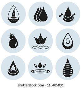 Abstract symbols  of a drop  (oil, water). Vector. EPS-10 (non transparent elements,non gradient)