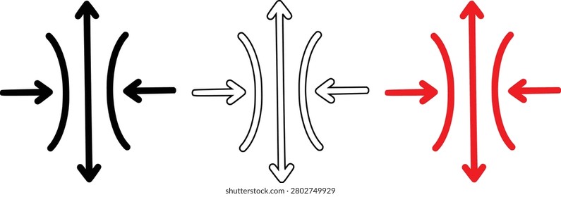 Abstract symbols of vertical expansion and horizontal compression