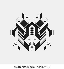 Abstract symmetric design element on white background. Geometric modern art style.