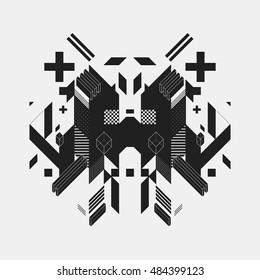 Abstract symmetric design element on white background. Geometric modern art style.