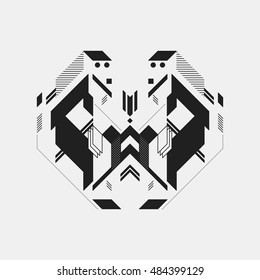 Abstract symmetric design element on white background. Geometric modern art style.