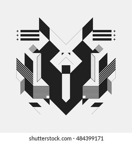 Abstract symmetric design element on white background. Geometric modern art style.