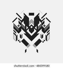 Abstract symmetric design element on white background. Geometric modern art style.