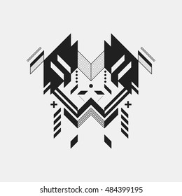 Abstract symmetric design element on white background. Geometric modern art style.