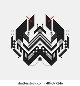 Abstract symmetric design element on white background. Geometric modern art style.