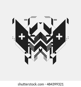 Abstract symmetric design element on white background. Geometric modern art style.