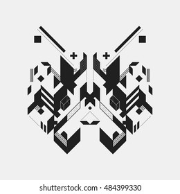 Abstract symmetric design element on white background. Geometric modern art style.