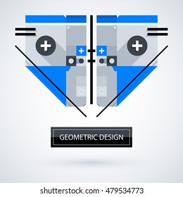 Abstract symmetric design made of geometric shapes. Useful as print, illustration, CD or book cover.