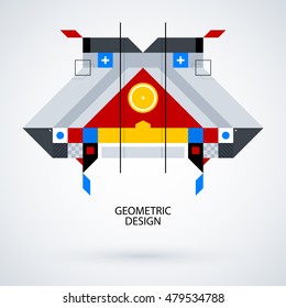 Abstract symmetric design made of geometric shapes. Useful as print, illustration, CD or book cover.