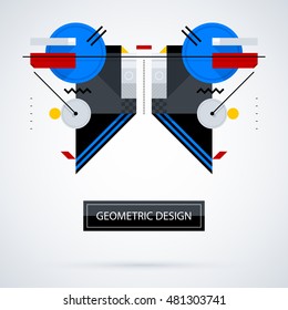 Abstract symmetric design made of geometric shapes. Useful as print, illustration, CD or book cover.
