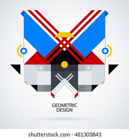 Abstract symmetric design made of geometric shapes. Useful as print, illustration, CD or book cover.