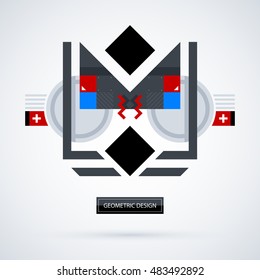 Abstract symmetric design made of geometric shapes. Useful as print, illustration, CD or book cover.