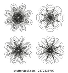 Abstract symmetric forms. Geometric line art. Mandala style pattern. Vector digital elements. EPS 10.